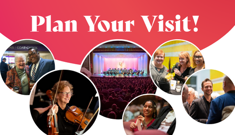 Plan Your Visit - photos of audience members and musicians smilling